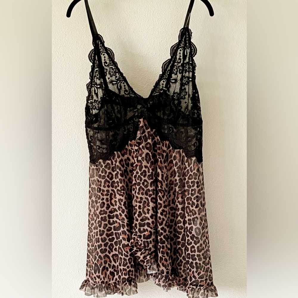 Leopard Print Black Lace Mob Wife Cheetah Print Slinky Cami Top Plus Size 20W - Picture 3 of 13